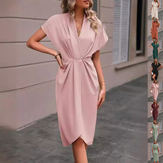 Jessie – summer dress with batwing sleeves and V-neckline