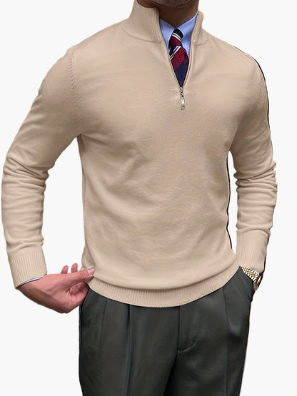 Men's Sweater with Stand-up Collar and Zipper – Elegant Business and Casual Look