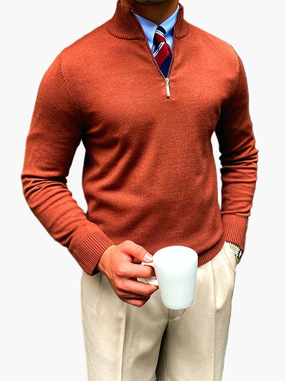 Men's Sweater with Stand-up Collar and Zipper – Elegant Business and Casual Look