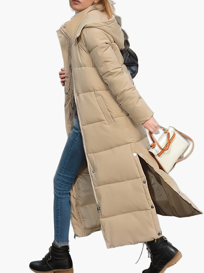 Women's Long Quilted Coat Elegant Winter Coat with Hood – Perfect for Everyday and Outdoor Use
