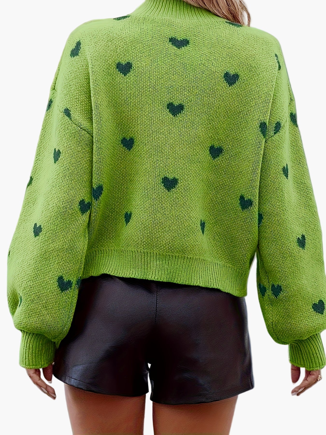 Damen Pullover mit Herzmuster – Modischer Strickpullover für Herbst und Winter, lässig und stylisch