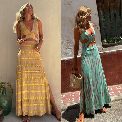 Katie – Langes Rückenausschnitt-Kleid mit Neckholder