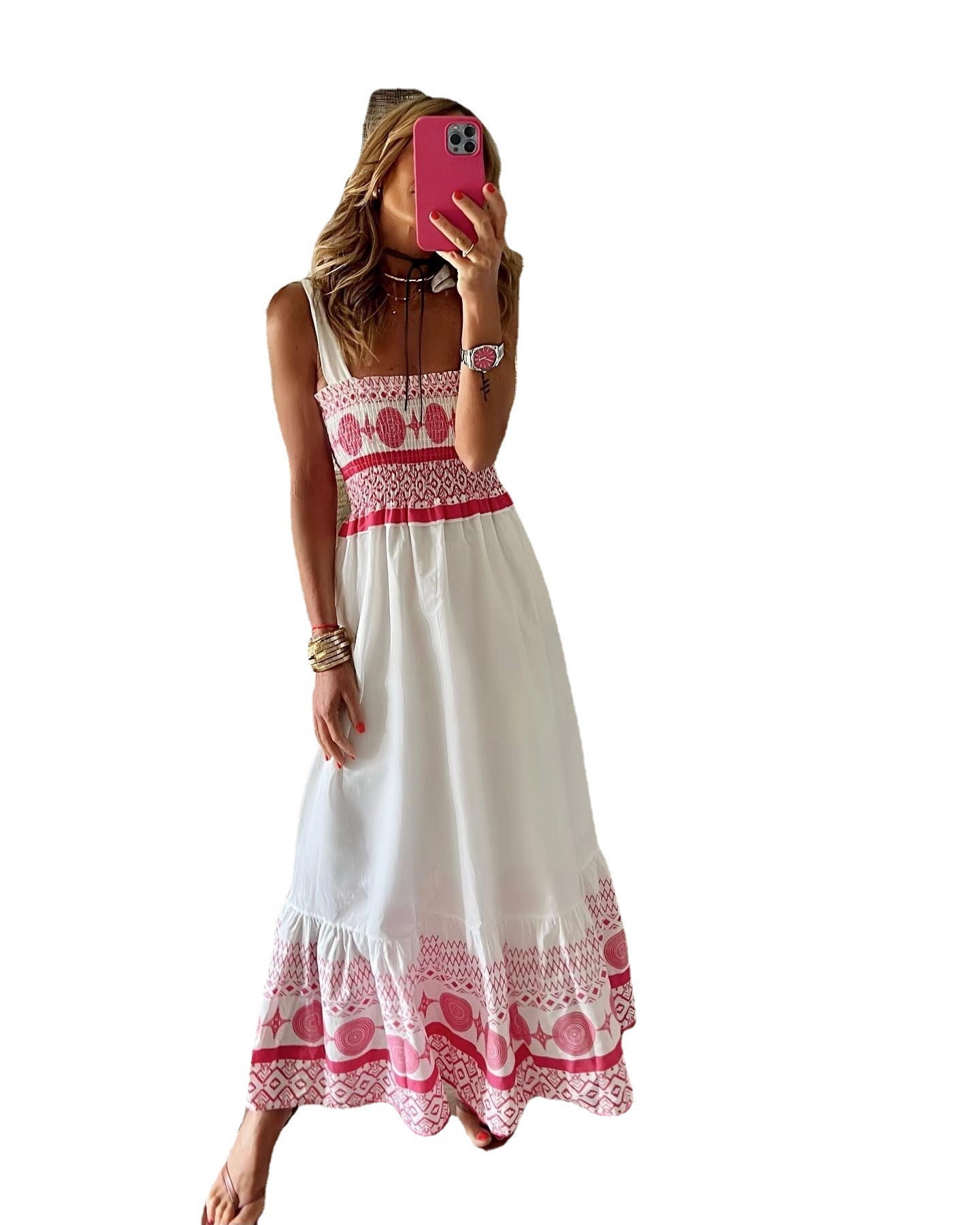 Sophia – Bedrucktes, Schnürbares, Elastisches Langkleid