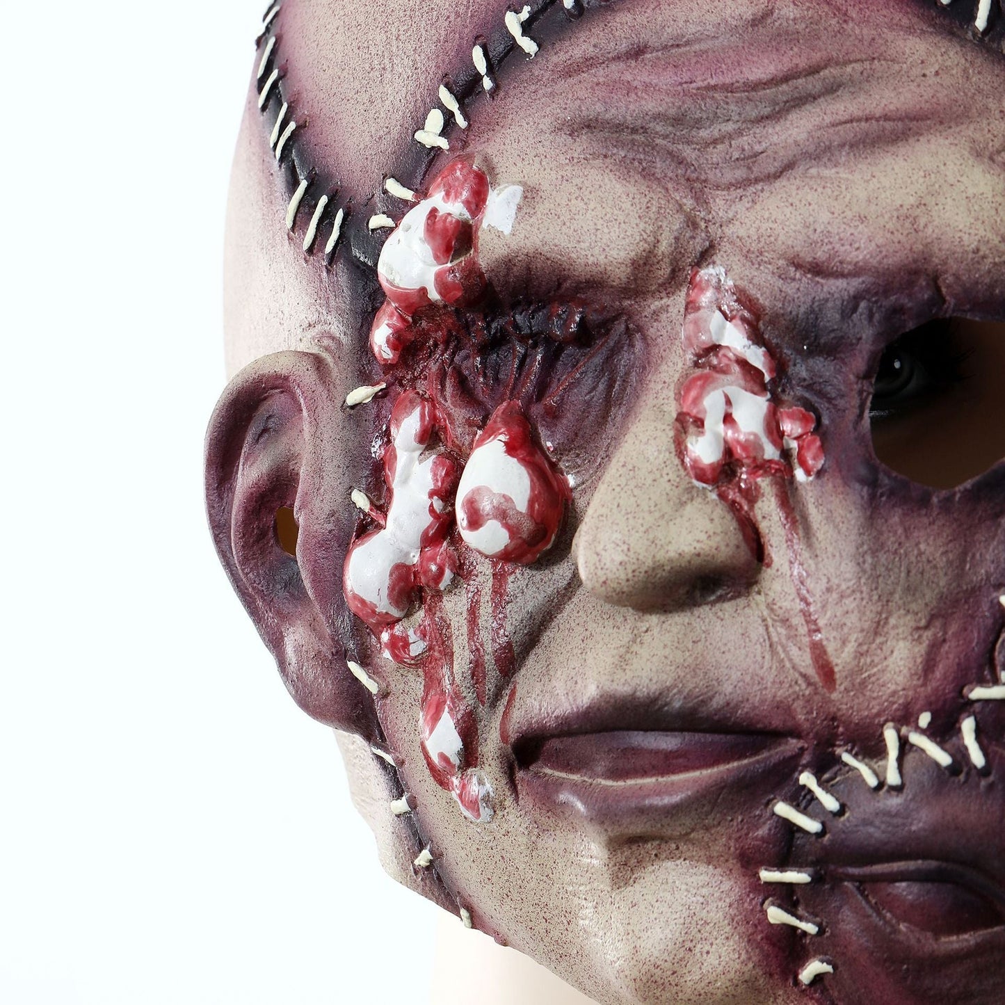Halloween three-sided face mask for adults – creepy latex horror mask for costume & party