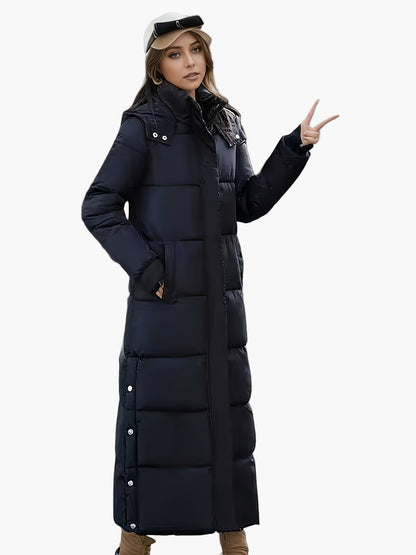 Women's Long Quilted Coat Elegant Winter Coat with Hood – Perfect for Everyday and Outdoor Use