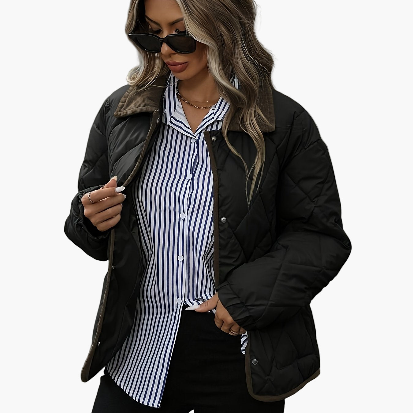 Women's Vintage Quilted Jacket with Contrast Details – Stylish Transitional Jacket for Everyday and Leisure