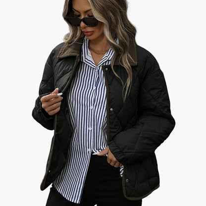 Women's Vintage Quilted Jacket with Contrast Details – Stylish Transitional Jacket for Everyday and Leisure
