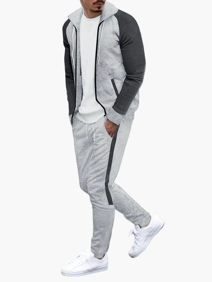 Herren Sportlicher Trainingsanzug Zweiteilig – Jogginganzug mit Kapuze für Alltag und Fitness