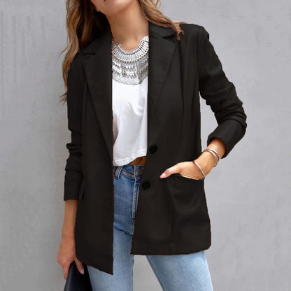 Diana – Langärmeliger Cardigan-Mantel aus veganem Leder für Frauen