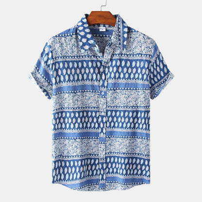 Herren Vintage Kurzarmhemd mit Blumenmuster – Lässiges Sommerhemd für Freizeit und Urlaub