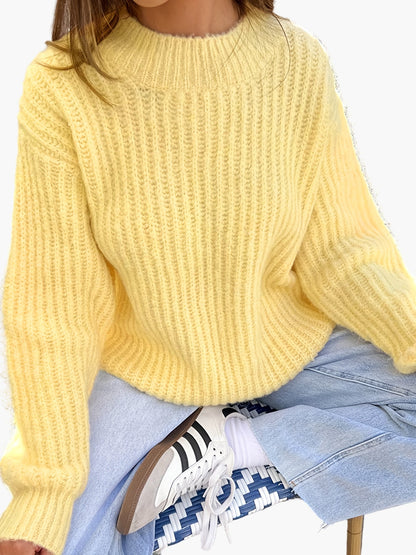 Damen Grobstrick Pullover Lockerer Casual Style für Herbst und Winter