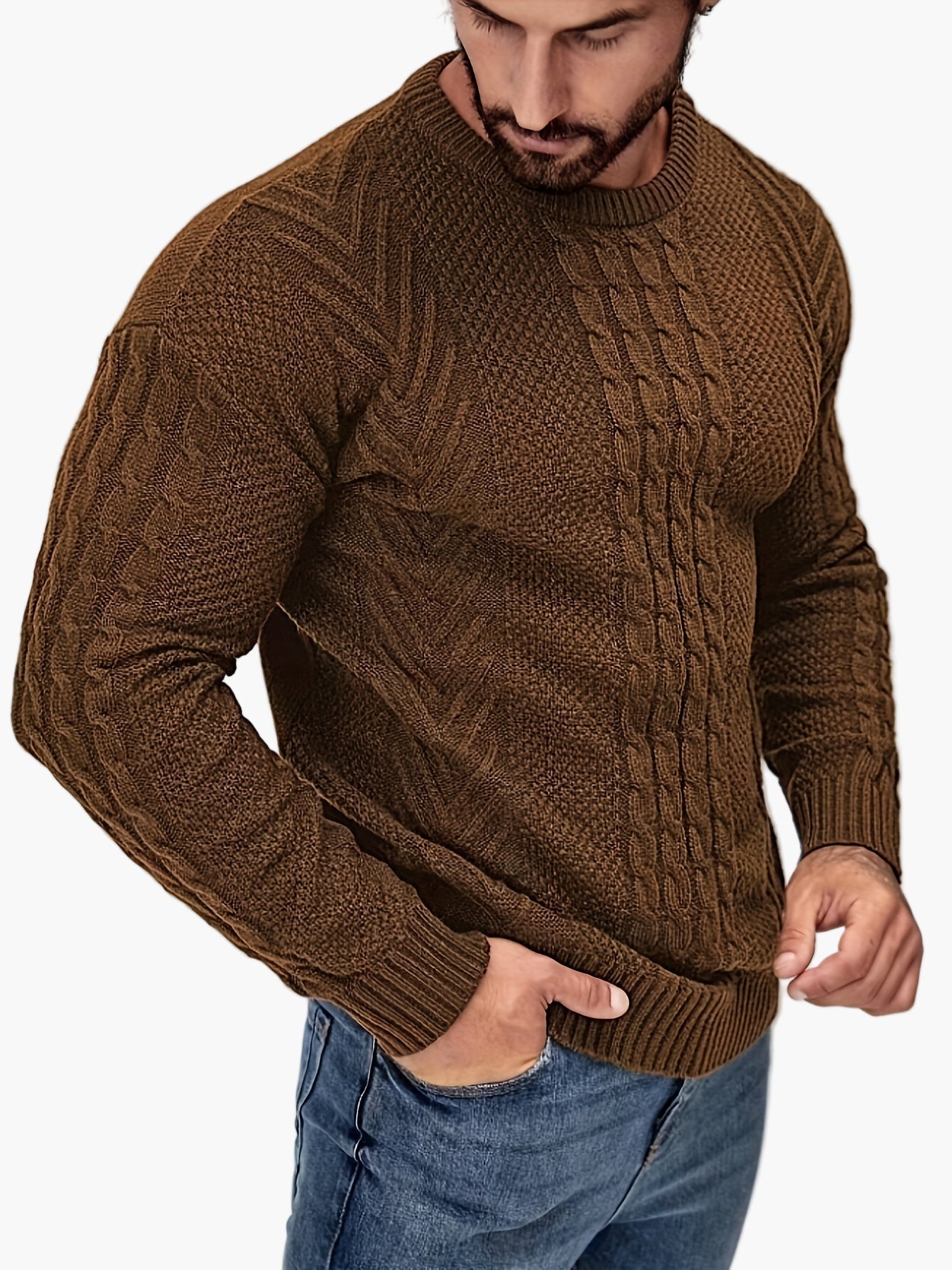 Men's knitted sweater in casual style – fashionable leisure sweater for autumn and winter