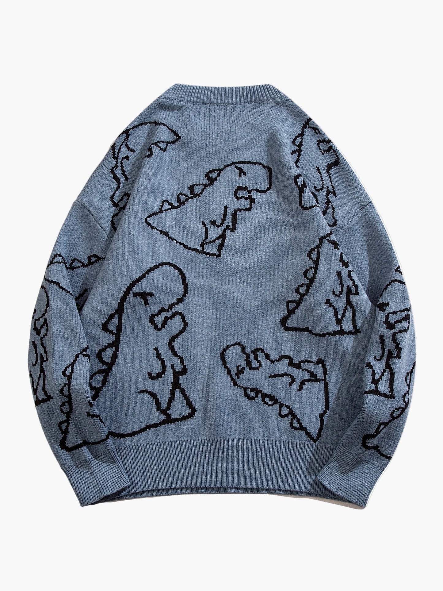 Men's sweater with cartoon dinosaur pattern, casual, oversized, ideal for autumn/winter