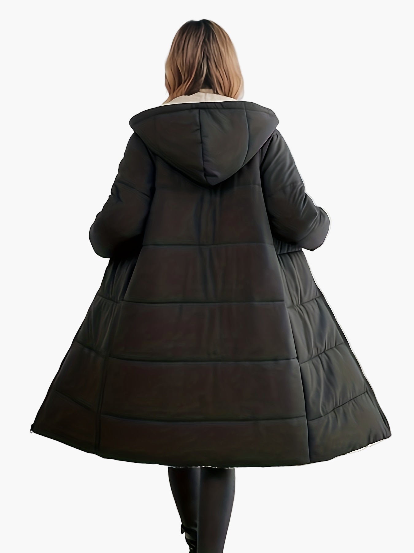 Women's Elegant Winter Coat with Hood and Zipper – Perfect for Everyday and Office Use