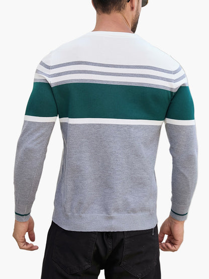 Men's Sweater with Stripe Pattern – Modern Casual Sweater for Everyday and Office