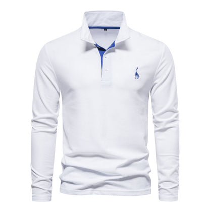 Men's Long Sleeve Polo Shirt Casual – Classic Leisure Style with Embroidered Logo