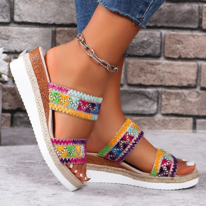 Susan – Ethnische Stil Weichgewebte Sandalen im Sommer mit breiten Riemen