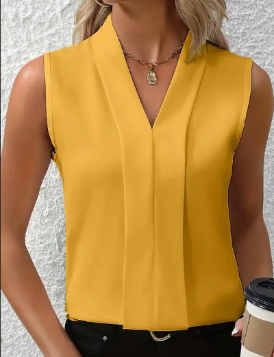Karen – Elegante Ärmellose V-Ausschnitt-Bluse für Damen - Luftiges Chic-Oberteil Ideal für Frühling & Sommer, Vielseitige Mode für Freizeit oder formelle Anlässe