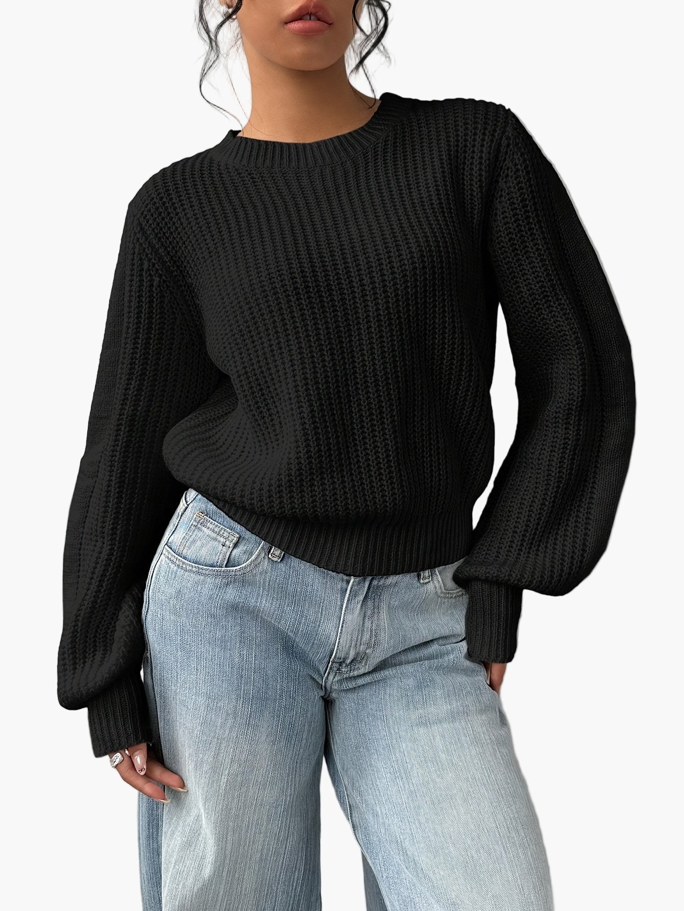 Damen Strickpullover mit Rundhalsausschnitt – Modischer Freizeit-Look für Alltag und Büro