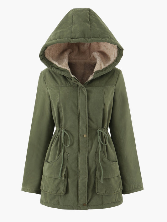 Women's winter parka with hood and drawstring – warm casual jacket for everyday and outdoor use
