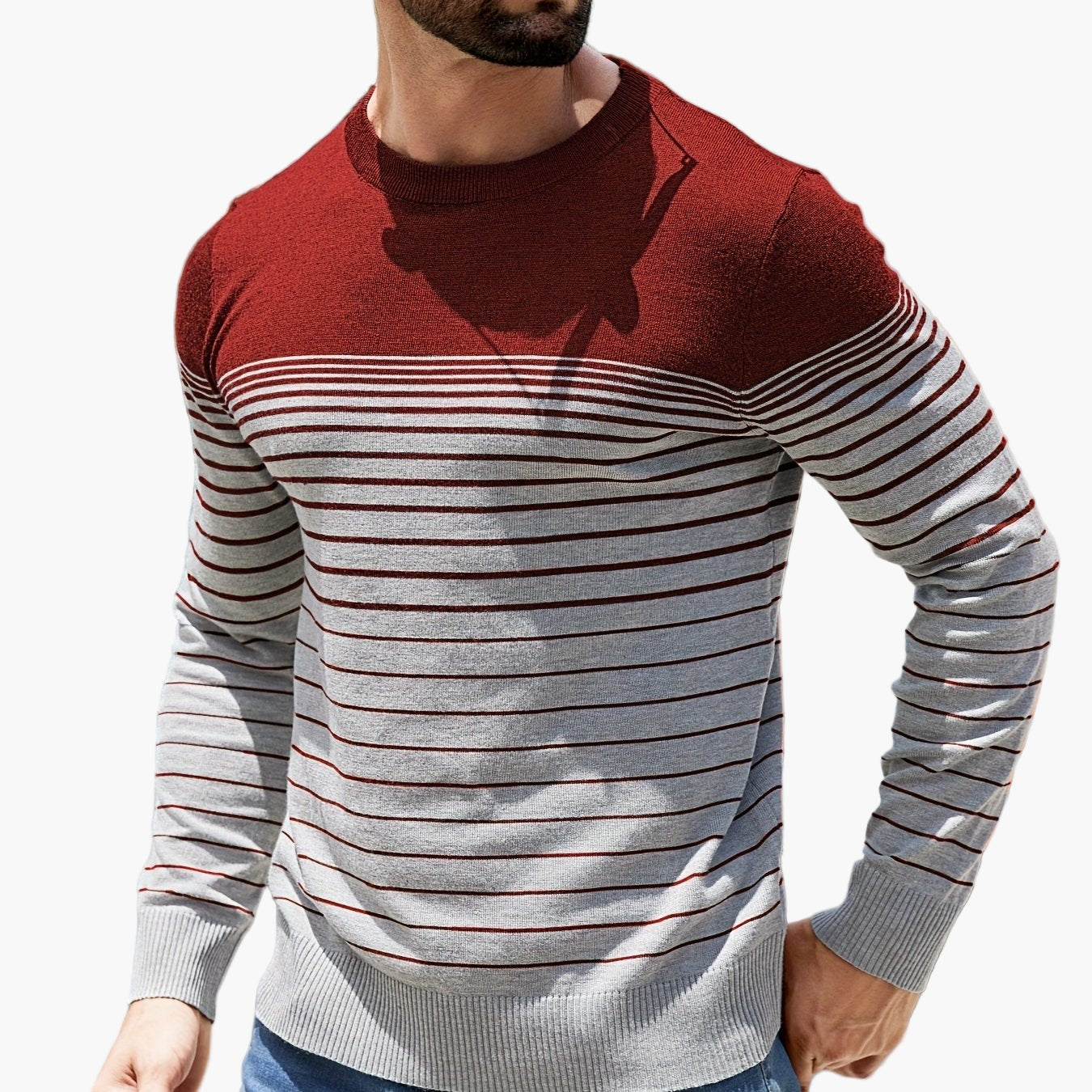Men's Sweater Casual Stripe Pattern Long Sleeve – Stylish for Everyday and Leisure