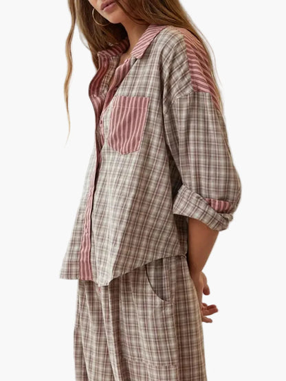 Damen Pyjama Set Oversize Zweiteiler – Modernes Loungewear für Zuhause und Schlaf