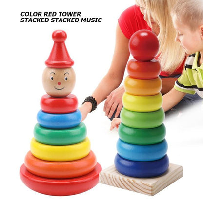 Kinder Stapelspielzeug Holz Regenbogen Turm – Lernspielzeug für Jungen und Mädchen, Montessori Pädagogik