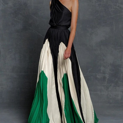 Georgina – Maxi dress without straps with contrasting colors