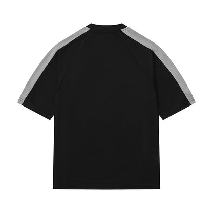 Herren Hip Hop Streetwear T-Shirt mit Letter Print und Kontraststreifen – Urban Style Kurzarmshirt