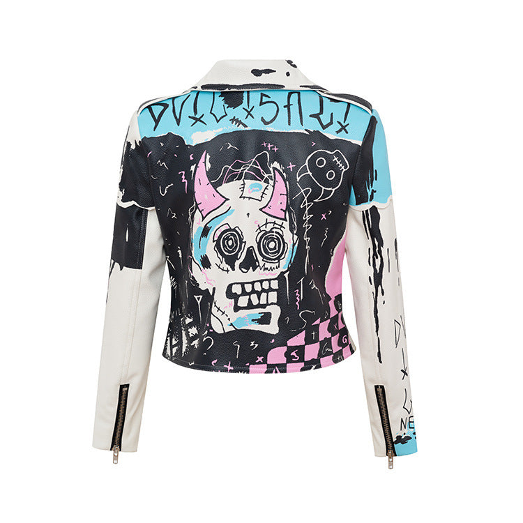 Catherine – Personalisierte Graffiti Motorradjacke mit Nieten