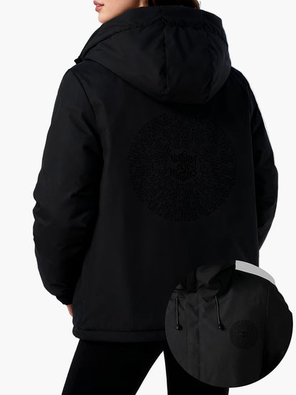 Damen Casual Winterjacke mit Kapuze und geometrischem Print – Stilvolle Alltagsjacke für kalte Tage