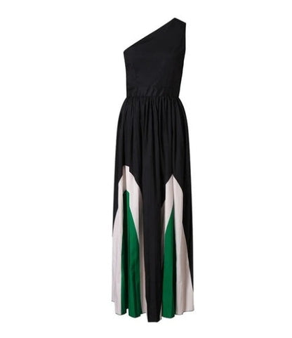 Georgina – Maxi dress without straps with contrasting colors