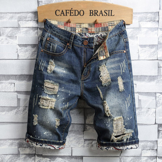 Wayne – Perforierte Denim-Shorts für Herren