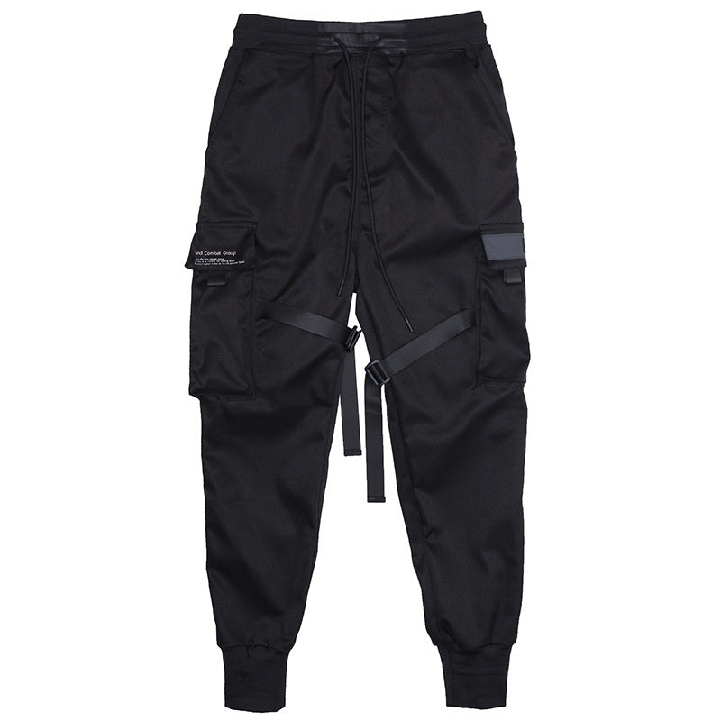 Eric – Schwarze Hip Hop Cargo-Hose mit elastischem Bund