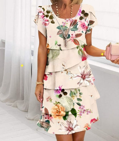 Damen Elegantes Lagenlook Patchwork Midikleid – Stilvolles Sommerkleid für Alltag und Feierlichkeiten
