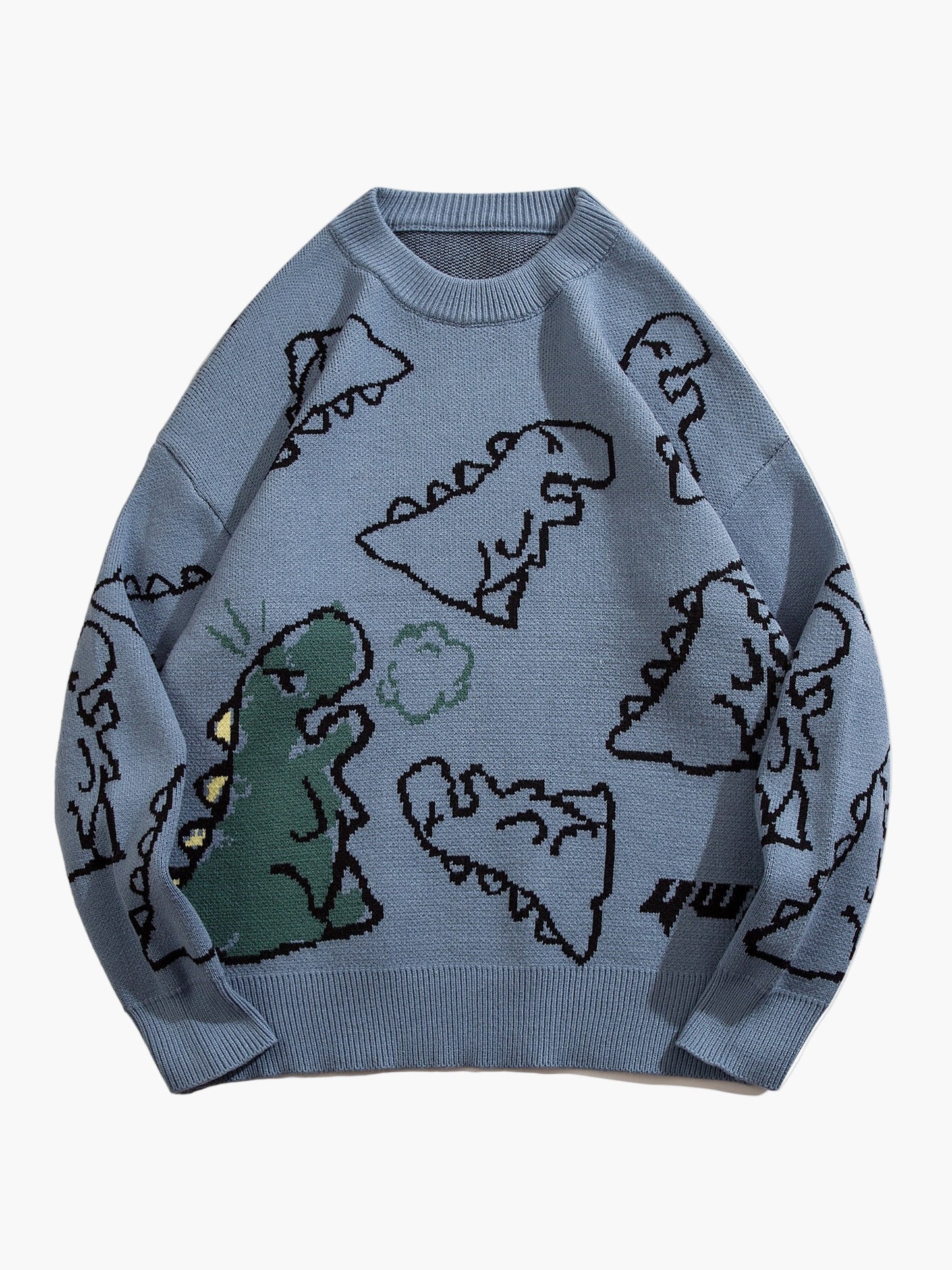 Men's sweater with cartoon dinosaur pattern, casual, oversized, ideal for autumn/winter