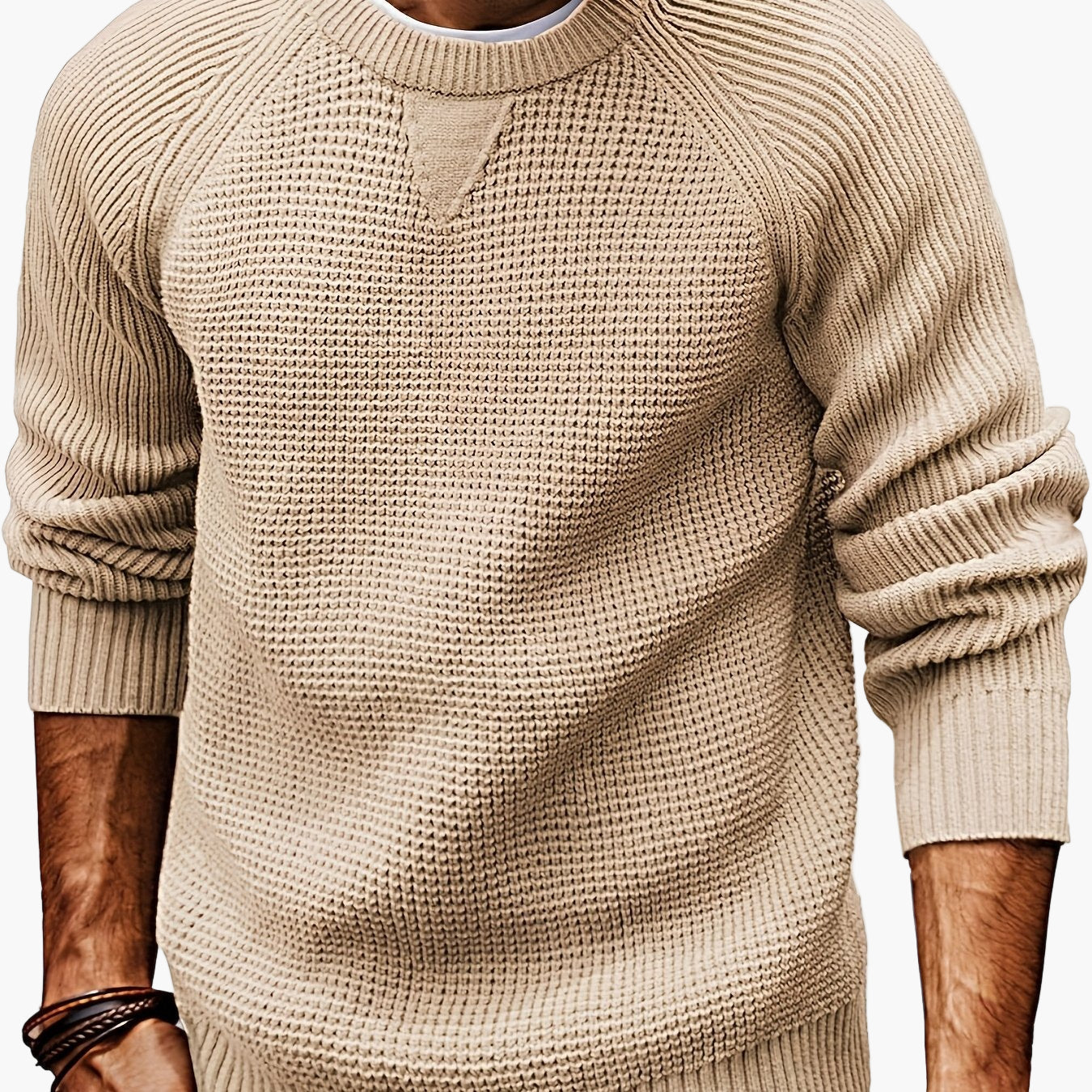 Men's knitted sweater vintage style – casual crew neck sweater for everyday and leisure