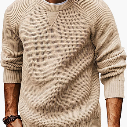 Men's knitted sweater vintage style – casual crew neck sweater for everyday and leisure