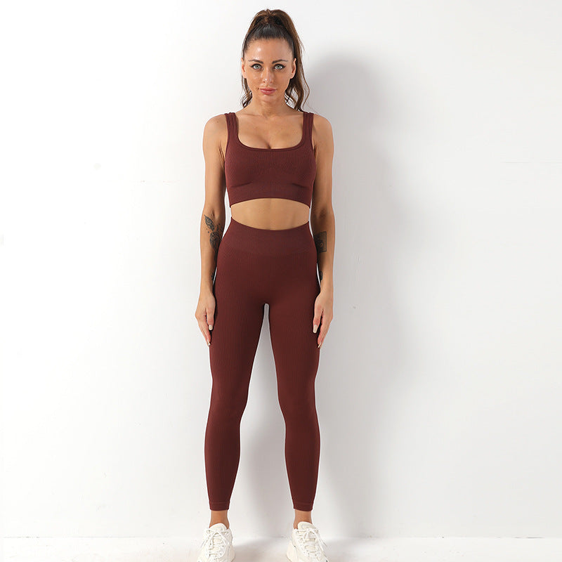 Kim – 2-teiliges nahtloses Yogaset mit sportlichem Hochbund und Bauchhebendem BH