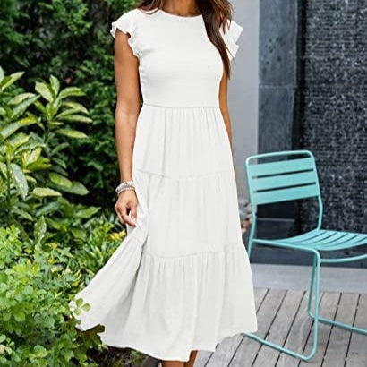 Kimberley – Bohemian Midi-Kleid mit kurzen Ärmeln