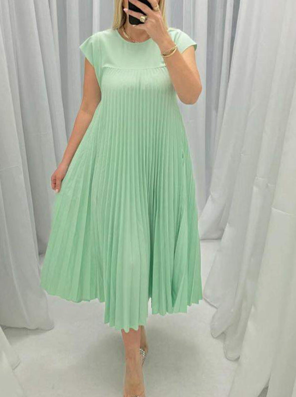 Samantha – Langes Sommerkleid mit kurzen Ärmeln und Falten