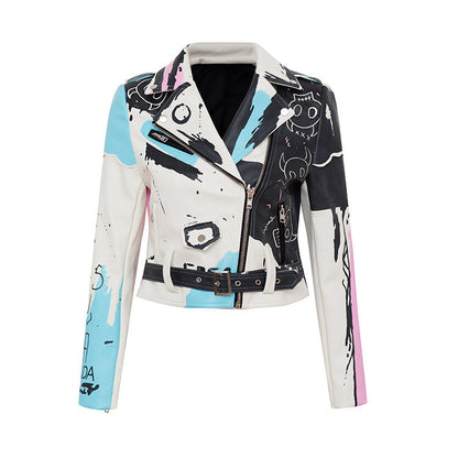 Catherine – Personalisierte Graffiti Motorradjacke mit Nieten