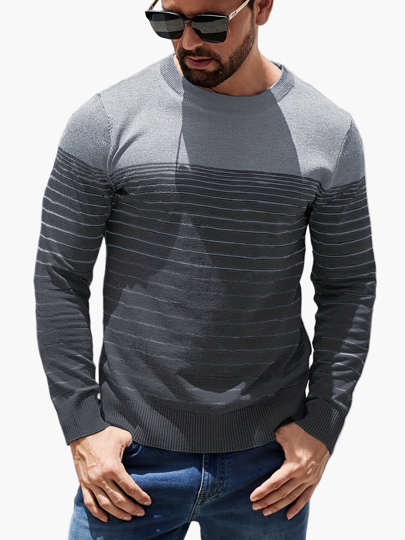 Men's Sweater Casual Stripe Pattern Long Sleeve – Stylish for Everyday and Leisure