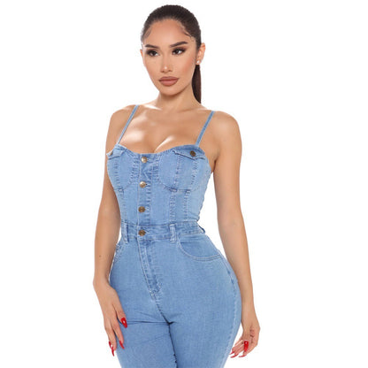 Francesca – Eleganter Damen-Jumpsuit aus Hochdehnbarem Denim