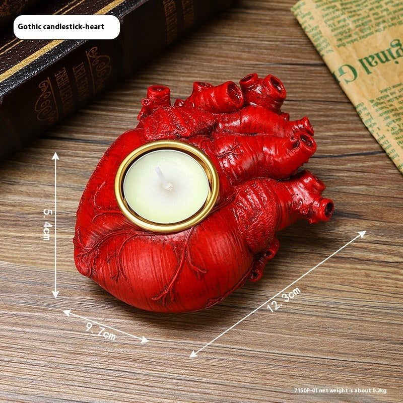 Halloween Gothic Candle Holder for Decoration – Heart, Brain, Spine – Creepy Table Decor