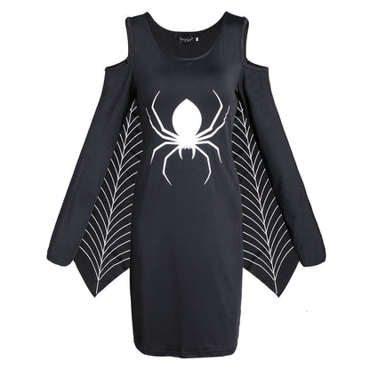 Halloween Women's Spider Costume – Plus Size Dress with Spider Web Wings for Party & Carnival
