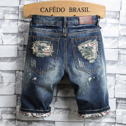 Wayne – Perforierte Denim-Shorts für Herren