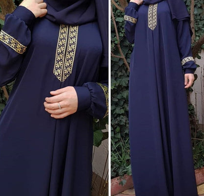 Kimberley – Plus Size Bedrucktes Abaya Jilbab Muslim Maxi Kleid