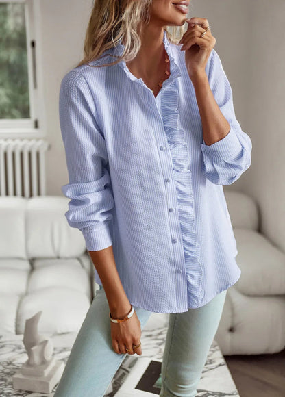 Damen Rüschenbluse im eleganten Business- und Freizeitstil – Modische Langarm Bluse mit femininen Details
