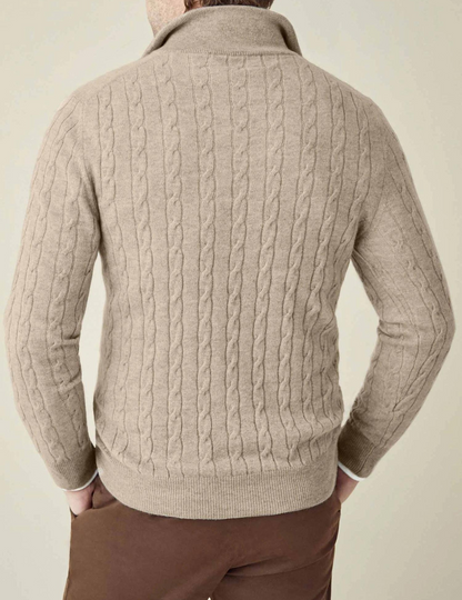 Herren Zopfmuster Pullover mit Reißverschluss – Eleganter Business & Freizeit Strick